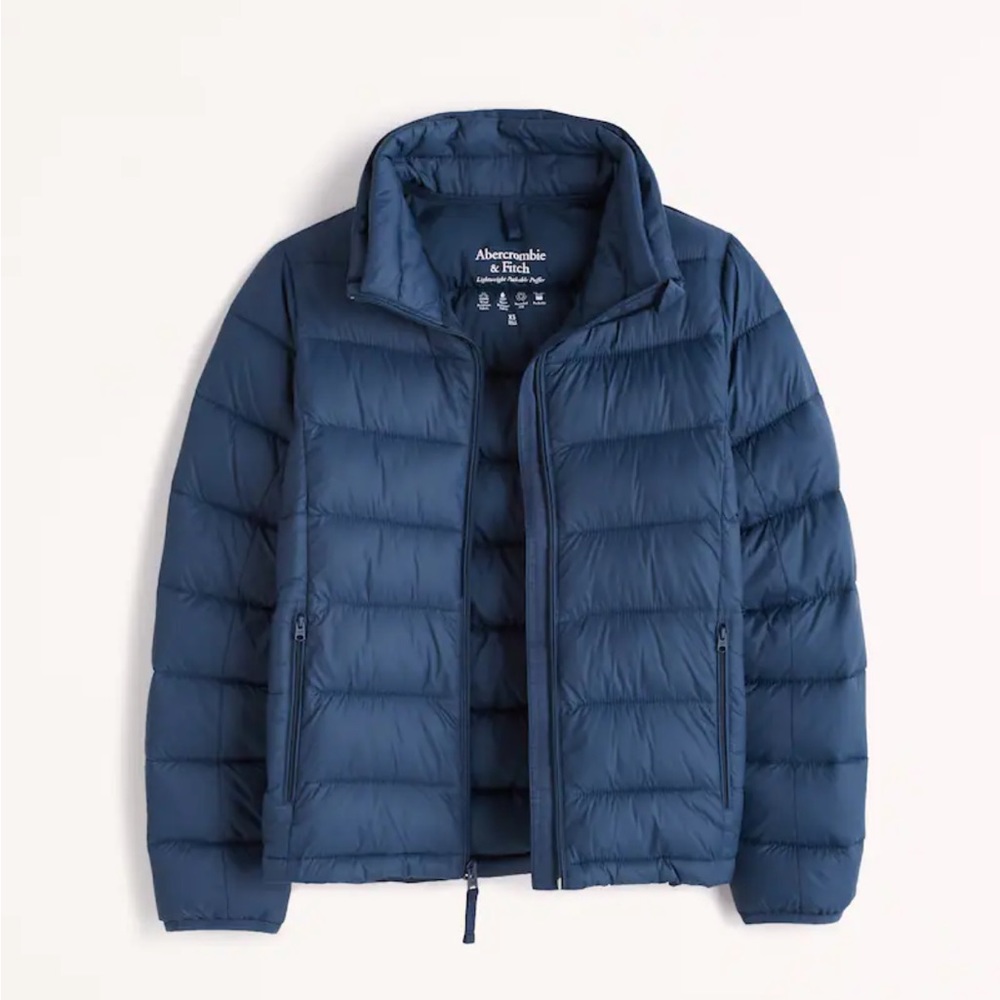 NWT! Abercrombie & Fitch Lightweight Packable Puffer Blue XL Jacket